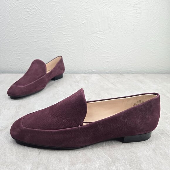 Nine West Shoes - Nine West Slip On Loafers Size 8 Plum Purple Suede Preppy Square Toe Dress Shoes
